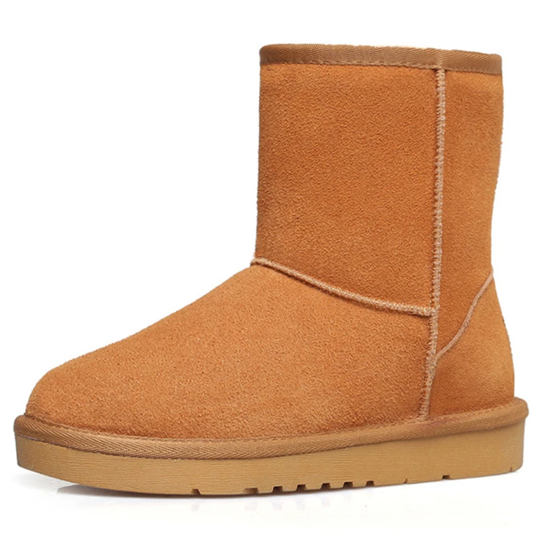 Snow Boots Women Waterproof Australia Slip On Brand 2019 New Warm Winter Suede Flat Shoes Solid Color Fur Sapatos Femininos Hot | Обувь