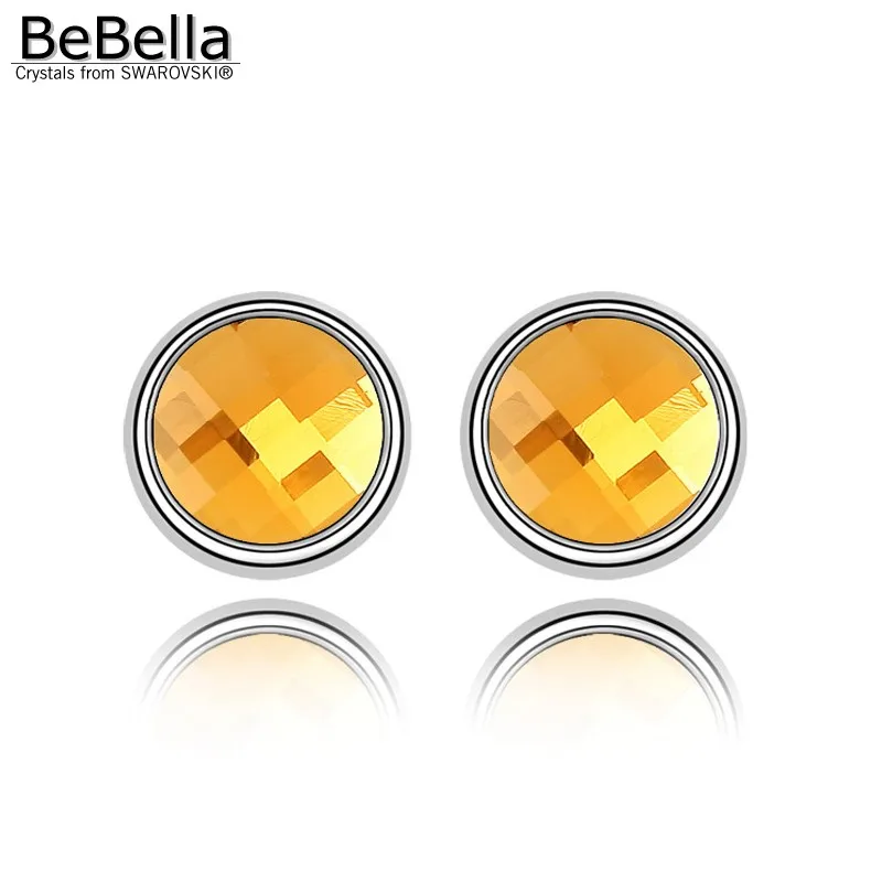 Женские серьги гвоздики BeBella круглые с кристаллами Swarovski 0 8 см рождественские
