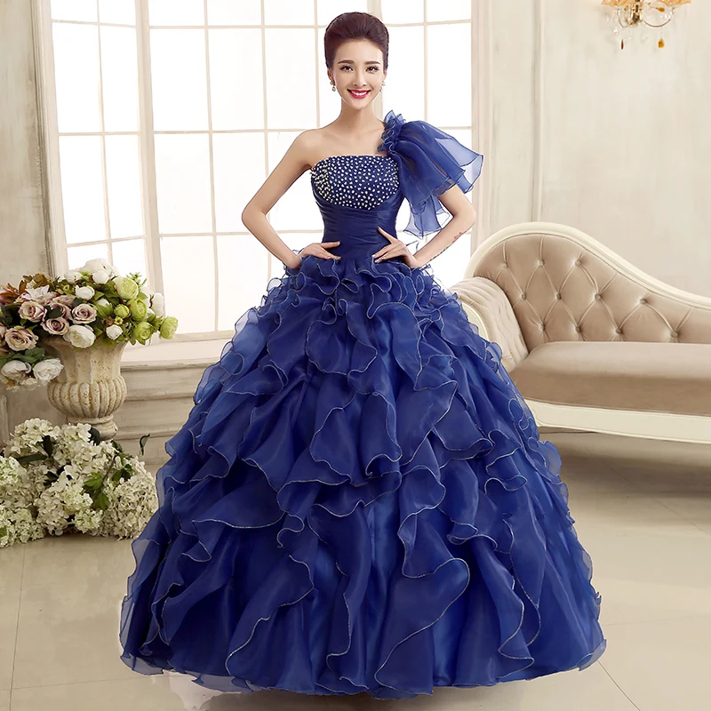 Новые платья для девушек на одно плечо с цветочными оборками Многоярусное