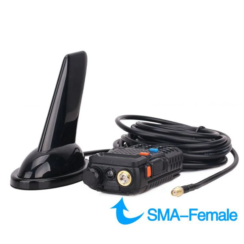 Антенна ABBREE Shark Fin SMA-Female 144/430МГц VHF UHF двухдиапазонная для радиостанций Baofeng UV-5R UV-82 BF-888S UV-9R Plus Walkie Talkie.
