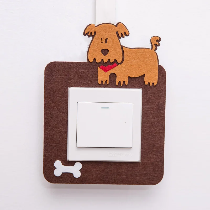 Cartoon animal felt hollow-out switching sticker Creative cute home decoration wall stickers affixed hollow switch socket | Дом и сад