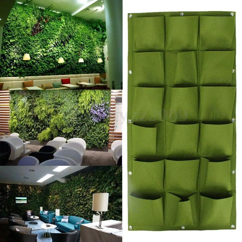 Зеленая фотография карманная настенный Садовый цветок подвесной фетровый мешок