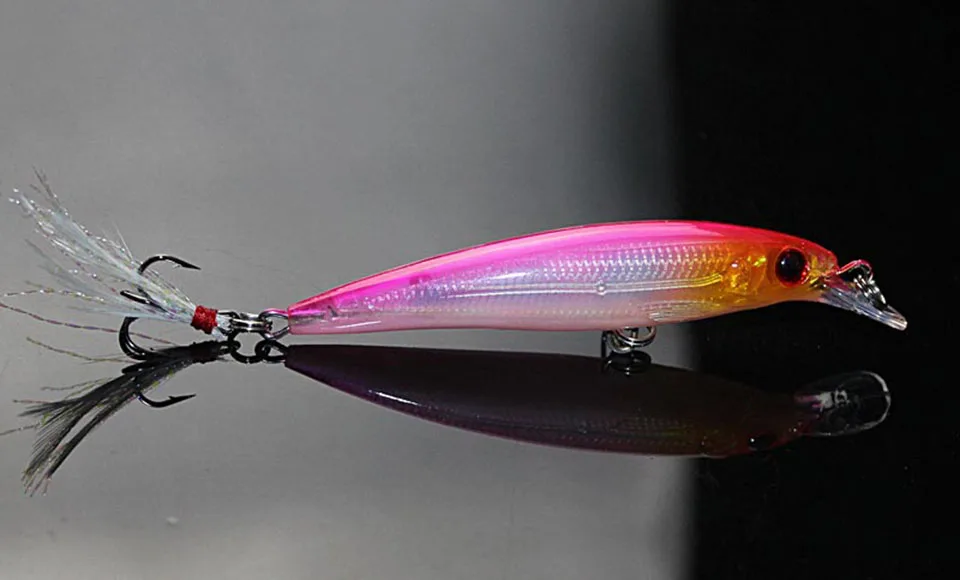 10 1 шт. Minnow Рыбная приманка вобблер с пером iscas artificiais pesca 9 см 8 г jig swimbait приманка, рыболовные снасти - Цвет: 10