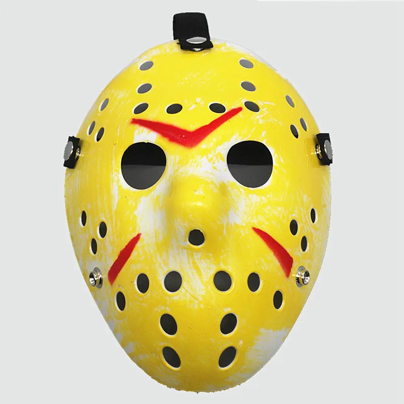 Цвет: желтый Маска на Хэллоуин Voorhees Friday стильная Джейсон 13th страшная хоккейная страшная маска на Хеллоуин Вечерние Маски ночная маска Джейсона - Цвет: Цвет: желтый