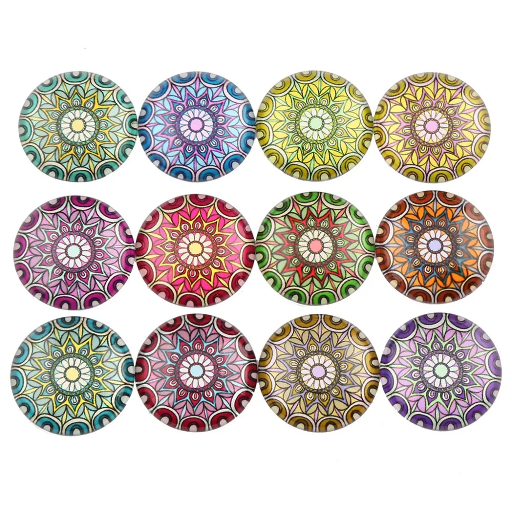 

onwear mix mandala pattern glass cabochon 12mm 16mm 20mm 25mm 40mm round dome diy jewelry cameo findings for earrings bracelets