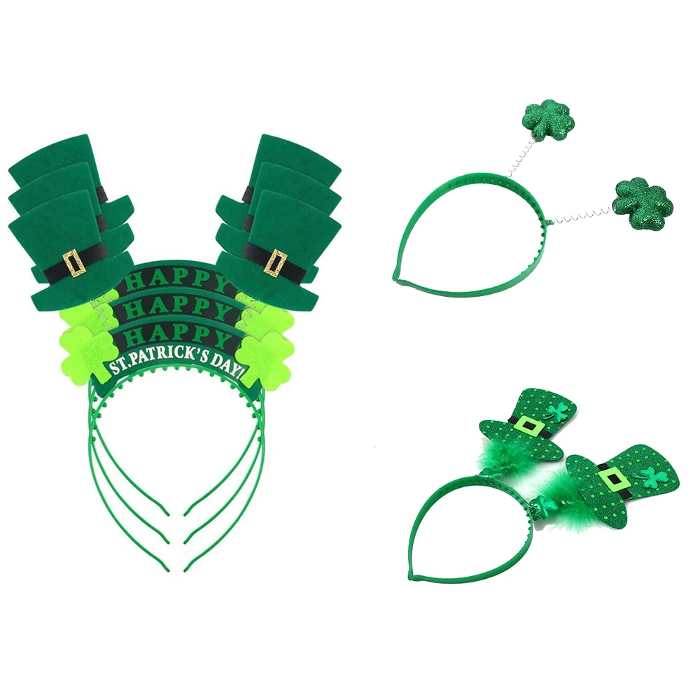 

Green St Patricks Day Irish Shamrock Hat Headband Bopper Hair Accessory Gift 6pcs