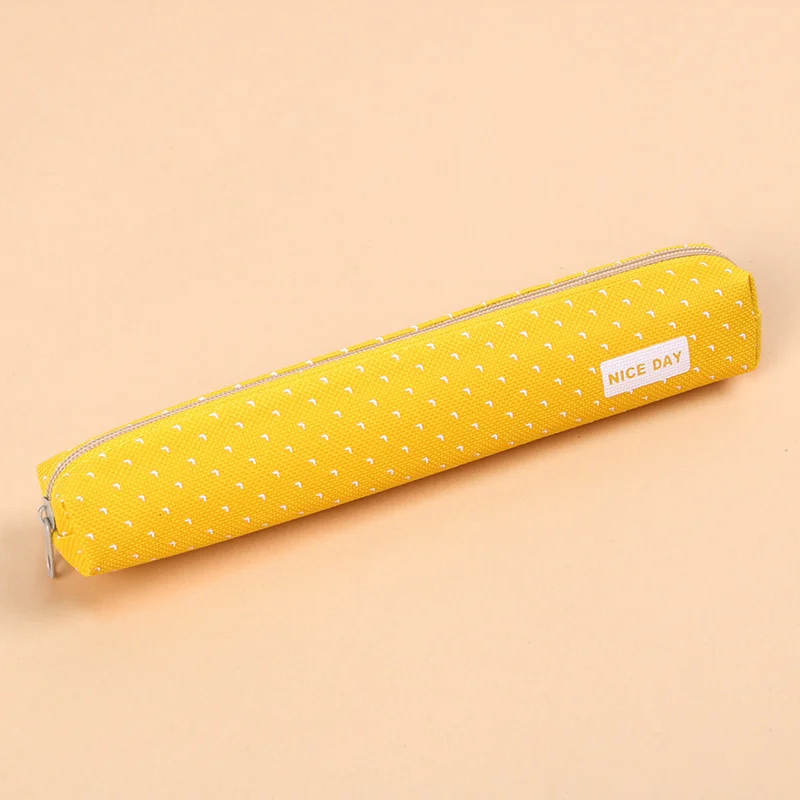 1 шт. Kawaii милый волнистый пенал на молнии пеналы холщовые пеналы школьные принадлежности - Цвет: Yellow