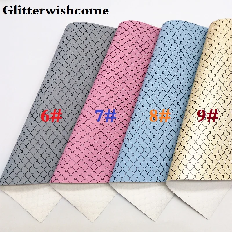 Ткань Glitterwishcome 21x29 см Размер A4 винил для бантов рельефная рыбья чешуя кожаная