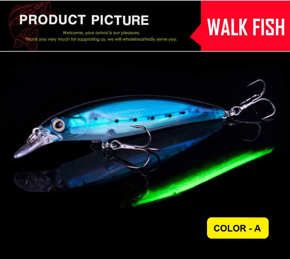 WALK FISH 1 шт. 11 см 13,5 г Хорошее качество световая приманка для рыбалки Плавающий гольян воблер профессиональные приманки 8# Fishinghook Crankbait