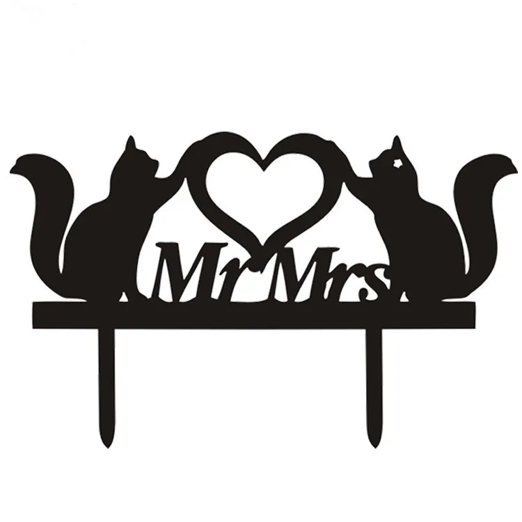 Mr& Mrs это день рождения девочки мальчика Свадебные акриловые флажки для торта Счастливого Рождества Хэллоуин торт Топпер вечерние украшения торта - Цвет: black