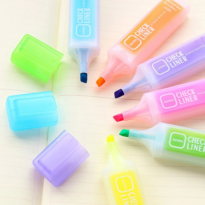 

6Pcs/Set Large Capacity Highlighter Pen Water Color Fluorescent Ink Liquid Chalk Pen Marker For Student School Stationery