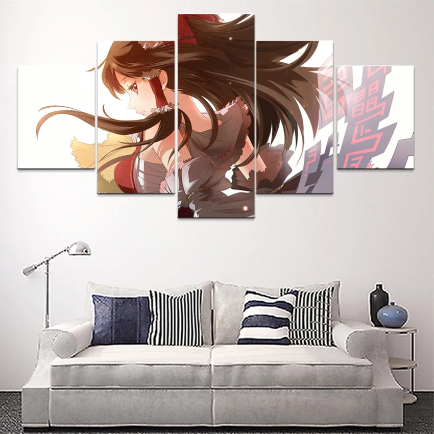 Холст Современные картины Домашний Декор 5 шт. Touhou Reimu Hakurei картина на стену