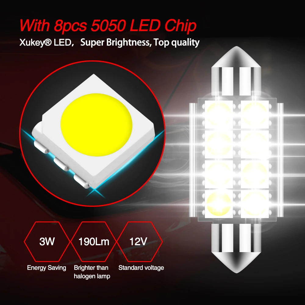 Xukey 2x Festoon 41 мм 39 36 C10W автомобильные интерьерные огни Светодиодный карта БАГАЖНИК
