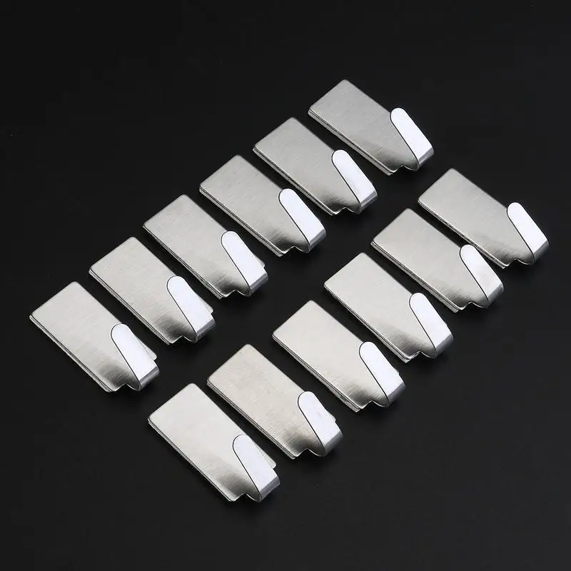 OUNONA 12pcs Towel Hooks Towel Holder Racks Robe Hanging Hooks Wall Storage Hooks for Kitchen Bathroom Adhesive Wall Hanger