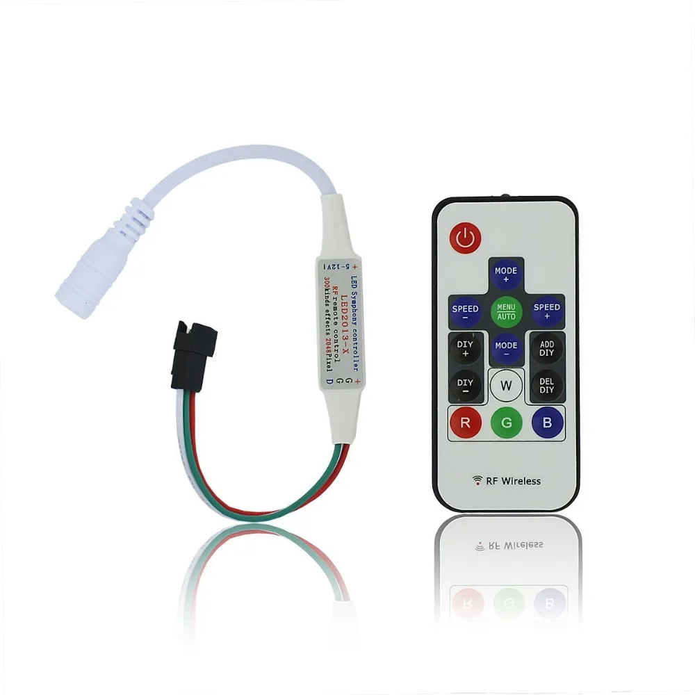 DIY SK6812 RGB светодиодный контроллер DC5 24V 300 эффектов Max 2048 Пиксели 14KEY RF пульт