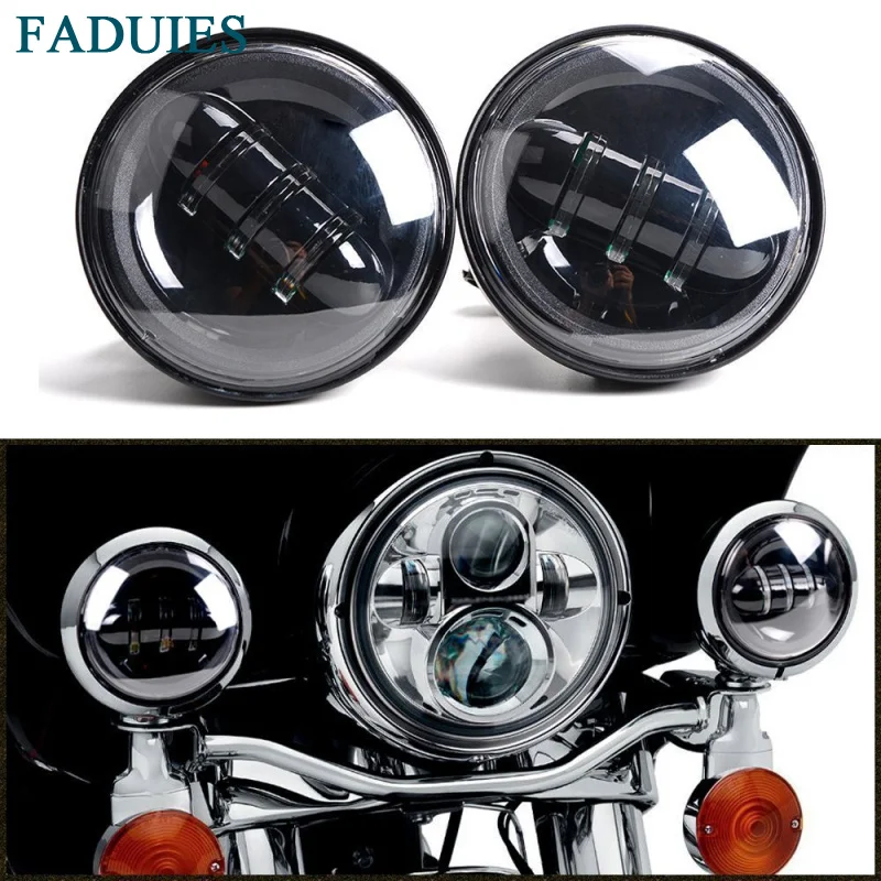 

FADUIES 4,5 дюйма 30 Вт черный светодиодный прожсветильник s 6000k белый противотуманный прожектор для Harley-мотоциклов противотуманные светильник р...