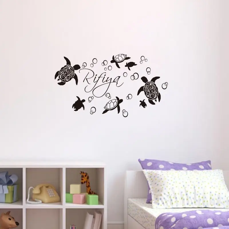 Настенная Наклейка для детской комнаты подводные черепахи с пузырьками черепаха