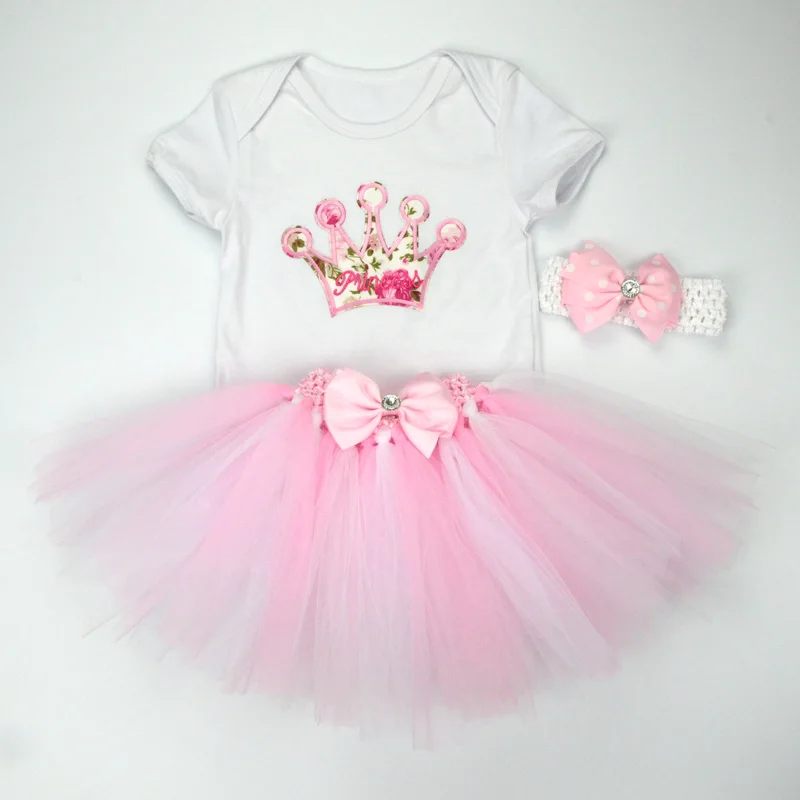Christmas Baby Girl 3pcs Clothing Sets Infant Cotton Romper+Tulle Skirt+Headband Outfits Costumes Birthday Santa Vestidos | Детская