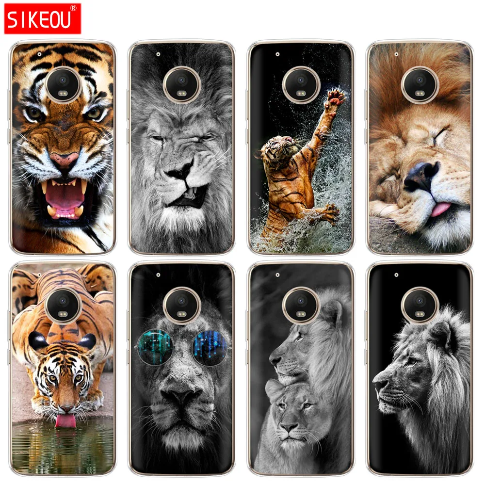 Силиконовый чехол для телефона Motorola Moto G6 G5 G5S Z2 Z3 PLAY PLUS X4 E4 E5 C Lion tiger Fashion Lovely