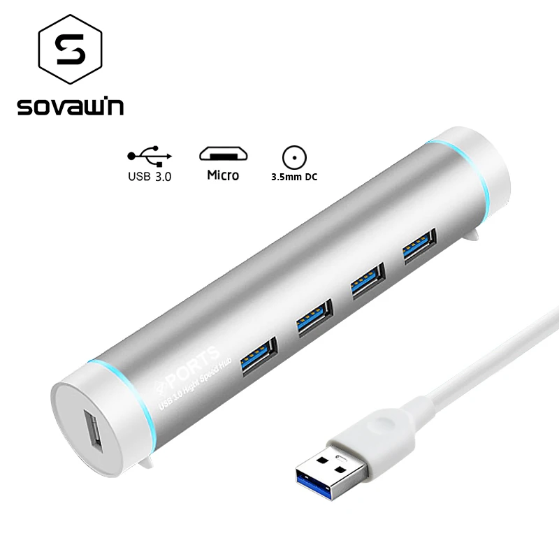 Sovawin usb3.0 концентратор 4 порта Супер Скоростной разветвитель usb хаб зарядка с микро