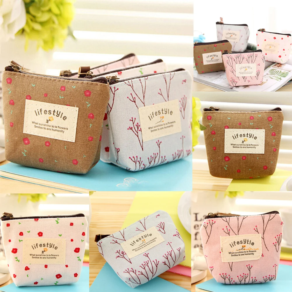 

Floral Style Coin Purse Women Small Wallet Canvas Bags Cute Money Key Holders Pouch Female Purse Zipper Bag 10*9cm
