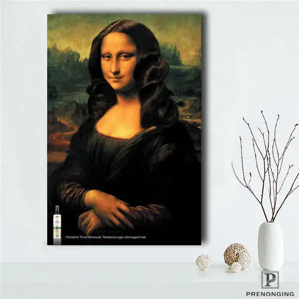 Canvas Poster Холст постер из шелковой ткани стиль Мона плакат лисы леonardo Da Vinci живопись#190114s02 - Цвет: Canvas Poster