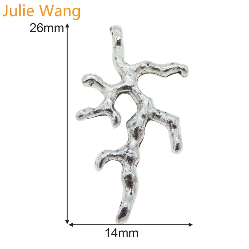 Маленькие подвески Julie Wang в форме ветки дерева 20 шт. антикварные Серебристые