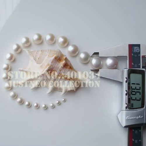

Genuine Cultured Freshwater Pearl White Button-shaped Half Drilled Loose Beads for Jewelry Making 5-12 mm