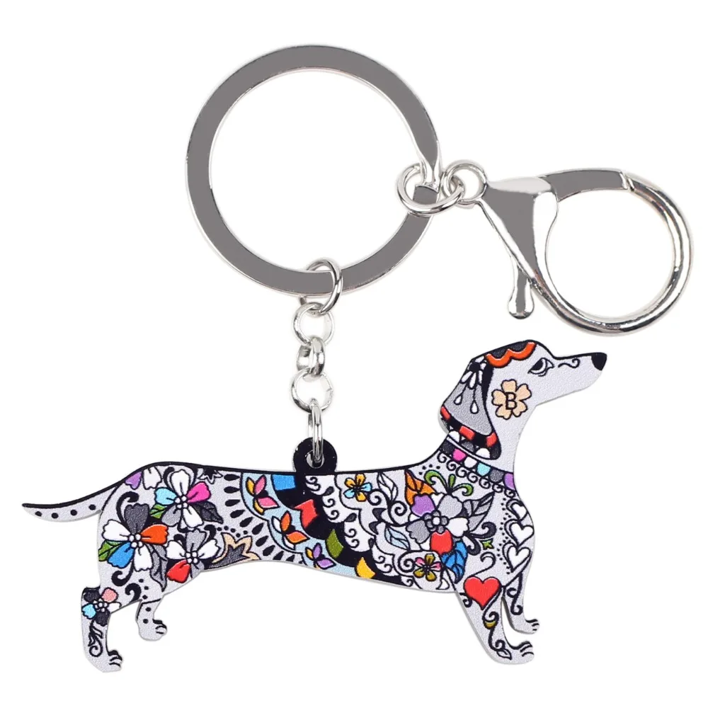 Акриловая массивная бижутерия Bonsny с собакой брелок таксой кольцо для ключей