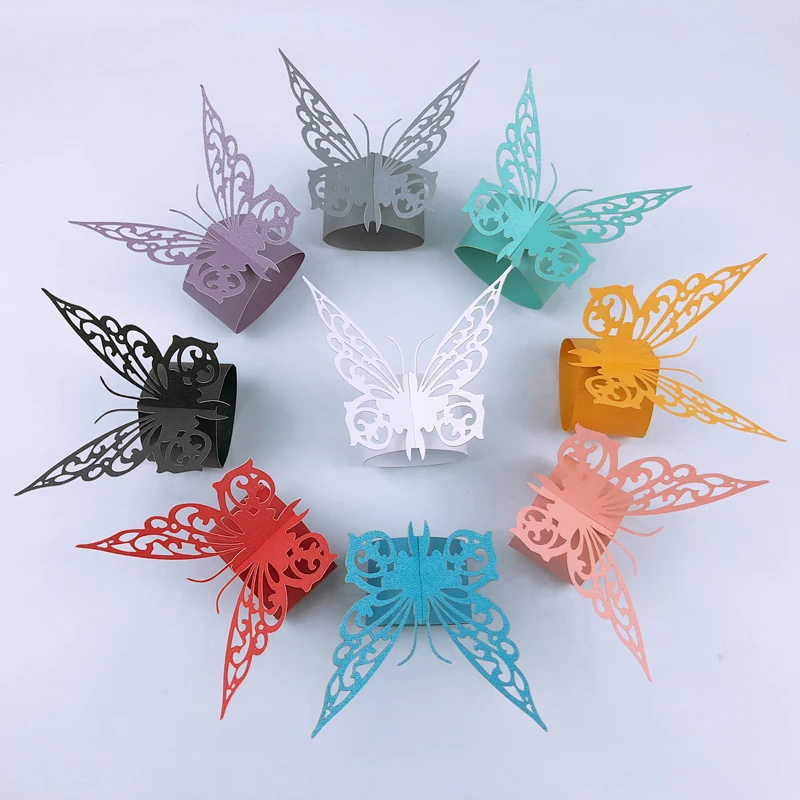 

50pcs Butterfly Shaped Porta Guardanapo Laser Cut Napkin Rings Holders Favors And Gifts Party Wedding Invitations Decorations