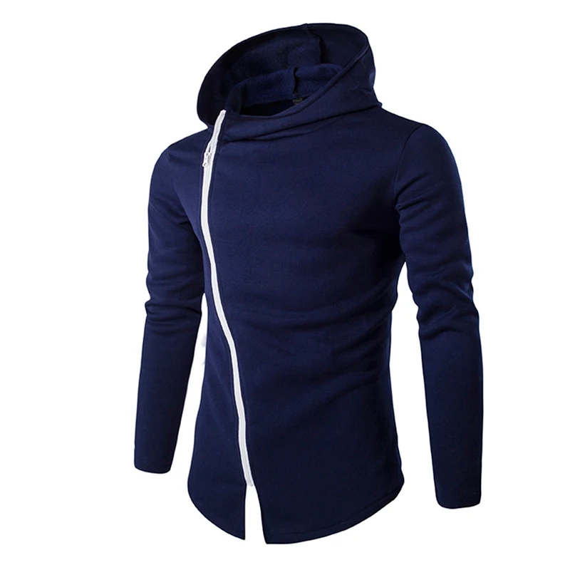 Navy Модные толстовки, мужские, Sudaderas, повседневные, мужские, s, брендовые, одноцветные, с капюшоном, на молнии, худи, кардиган, толстовка, приталенная, мужская Толстовка - Цвет: Navy