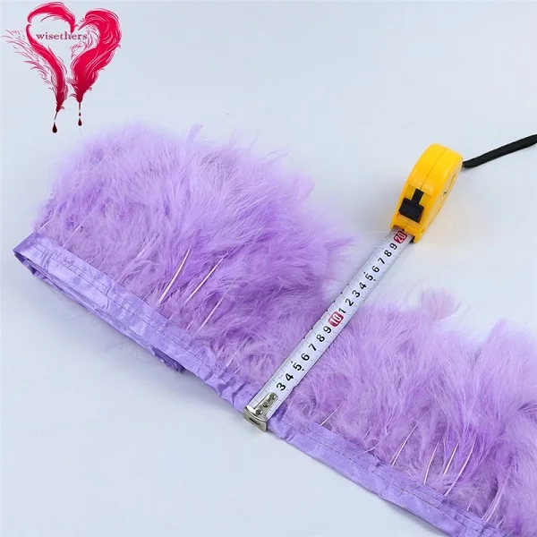2 Meters/Lot 10-15 CM Dyed Colored Downy Turkey Marabou Feather Fringe Trimming Satin Ribbon Trim Garment Decoration 22 Colors - Цвет: Light Purple