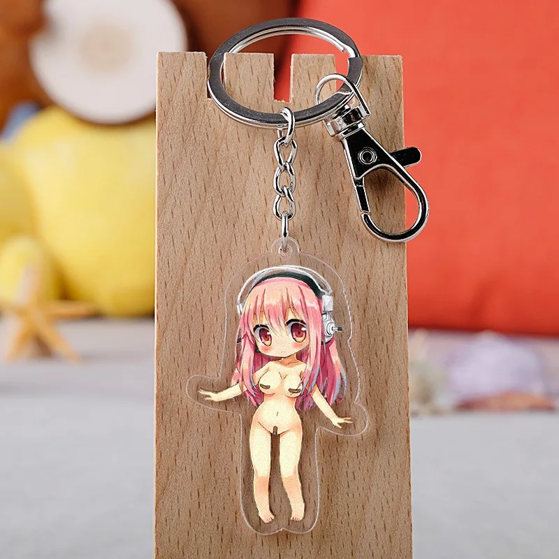 Супер сонико японское аниме сексуальная мультяшная фигура брелок для ключей