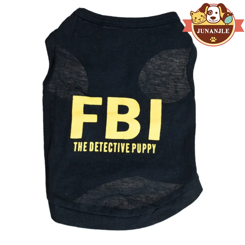 2018 собака одежда из хлопка с принтом надписью ФБР (FBI) ПЭТ жилет Teddy весенне-летние