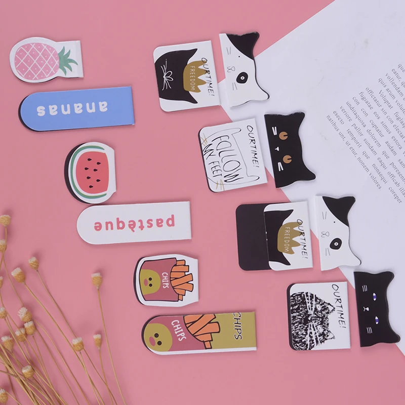 Кот милый Картофель фри фрукты форма молока магнитные закладки книги маркер