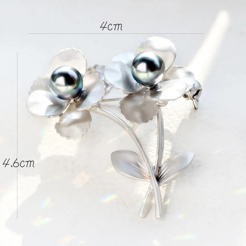 Изысканная Посеребренная Брошь с искусственным жемчугом заколка на шарф