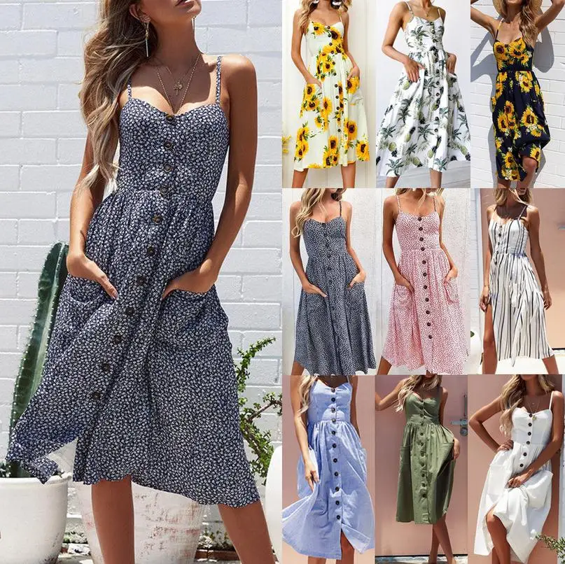 Женское платье миди в стиле бохо Коктейльные Вечерние пляжные платья сарафан