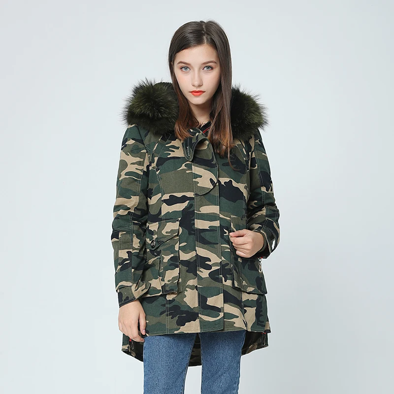 OFTBUY 2019 зимняя куртка пальто женская верхняя одежда 100 натуральный мех енота