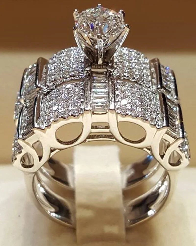 

Hot sell drill eight heart eight arrow full stone ring inlaid zirconium engagement ring