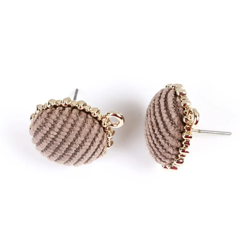 DoreenBeads сплав цинка серьги-гвоздики Круглые золотые розовые полосатые бархатные