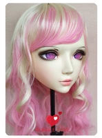 gl048 sweet girl resin half head bjd kigurumi mask with eyes cosplay anime role lolita mask crossdress doll
