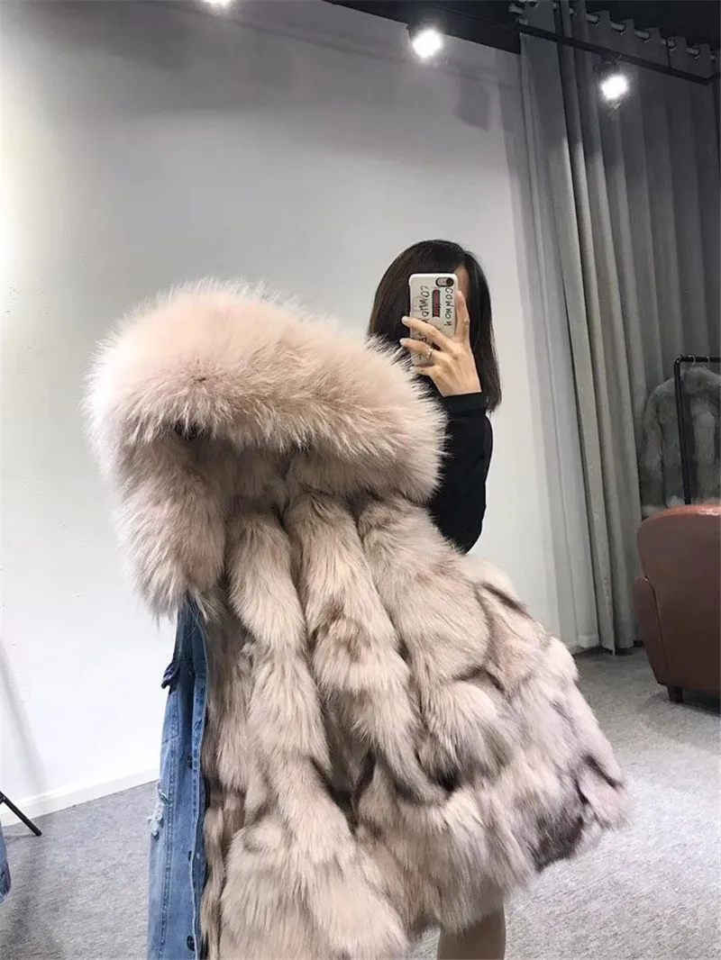 CKMORLS новая куртка из натурального меха зимняя женская парка с воротником из лисьего меха парки из натурального Лисьего меха размера плюс Повседневная теплая куртка