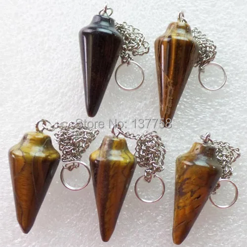 (Мин. Заказ $10) 5 шт. камень тигровый глаз кулон из бисера &quotмаятник&quot E67 |