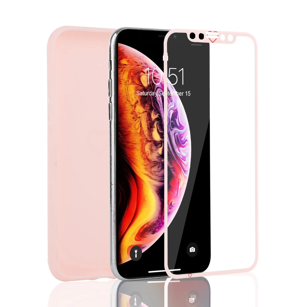 Полная защита экрана L FADNUT 360 для iPhone X Xr Xs Max 8 7 6S 6 Plus 5 5S SE милый силиконовый мягкий
