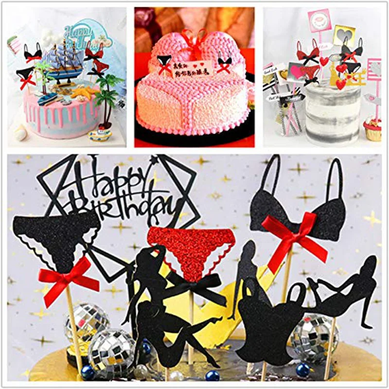 40 шт. нижнее белье для кексов сексуальный тематический Блестящий Топпер торта