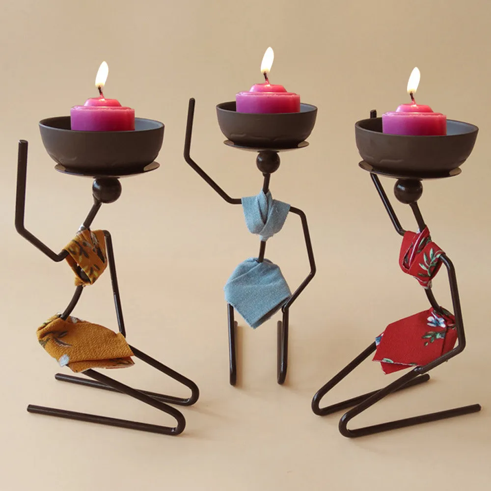 Brand New Creative wrought iron candlestick African Woman Style Metal Candle Holder Sconce Hand Made marriage party Home Decor | Дом и сад