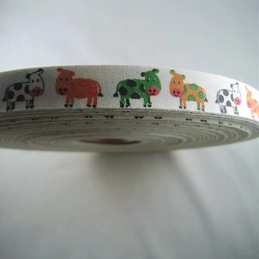 Лента из 5/8 хлопка с принтом коров 15 мм 100% дюйма|garment accessories|ribbon diyfabric ribbon |