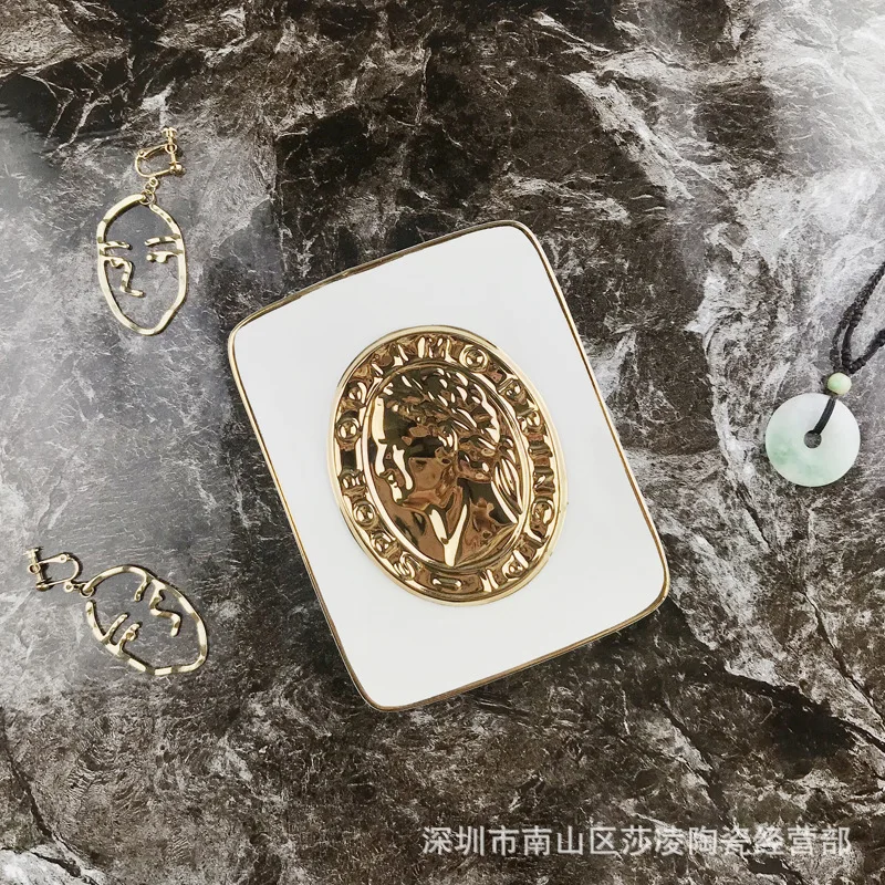 Arya украшение для дома скандинавские золотые персонажи керамические конфетные тарелки керамические украшения ювелирный лоток мыльница ювелирные изделия серьги