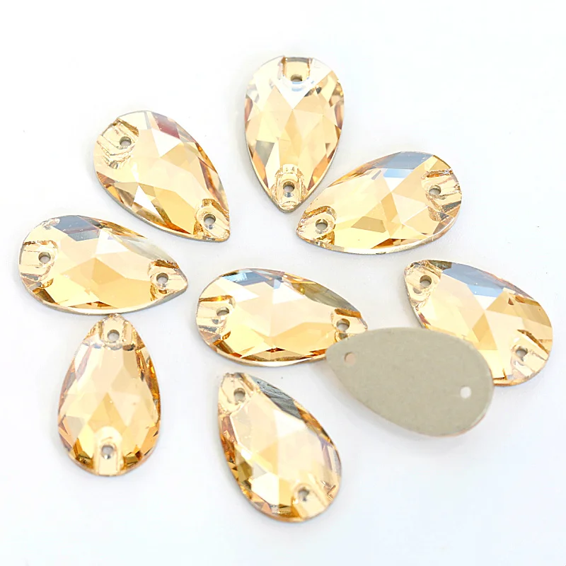 AAAA Quality Crystal AB Teardrop Shape Glass Sew On Rhinestones Flatback Droplet стразы Sewing Wedding Dress E0007 | Дом и сад