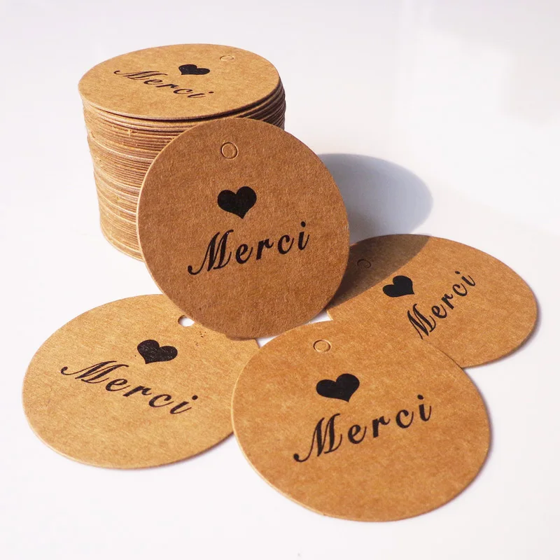 100 шт. подарочные ярлыки из крафт-бумаги &quotсделай сам&quot &quotспасибо&quot бумажные